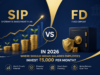 SIP vs FD in 2026 comparison banner showing systematic investment plan growth chart and fixed deposit savings vault for Indian salaried employees investing ₹5,000 per month
